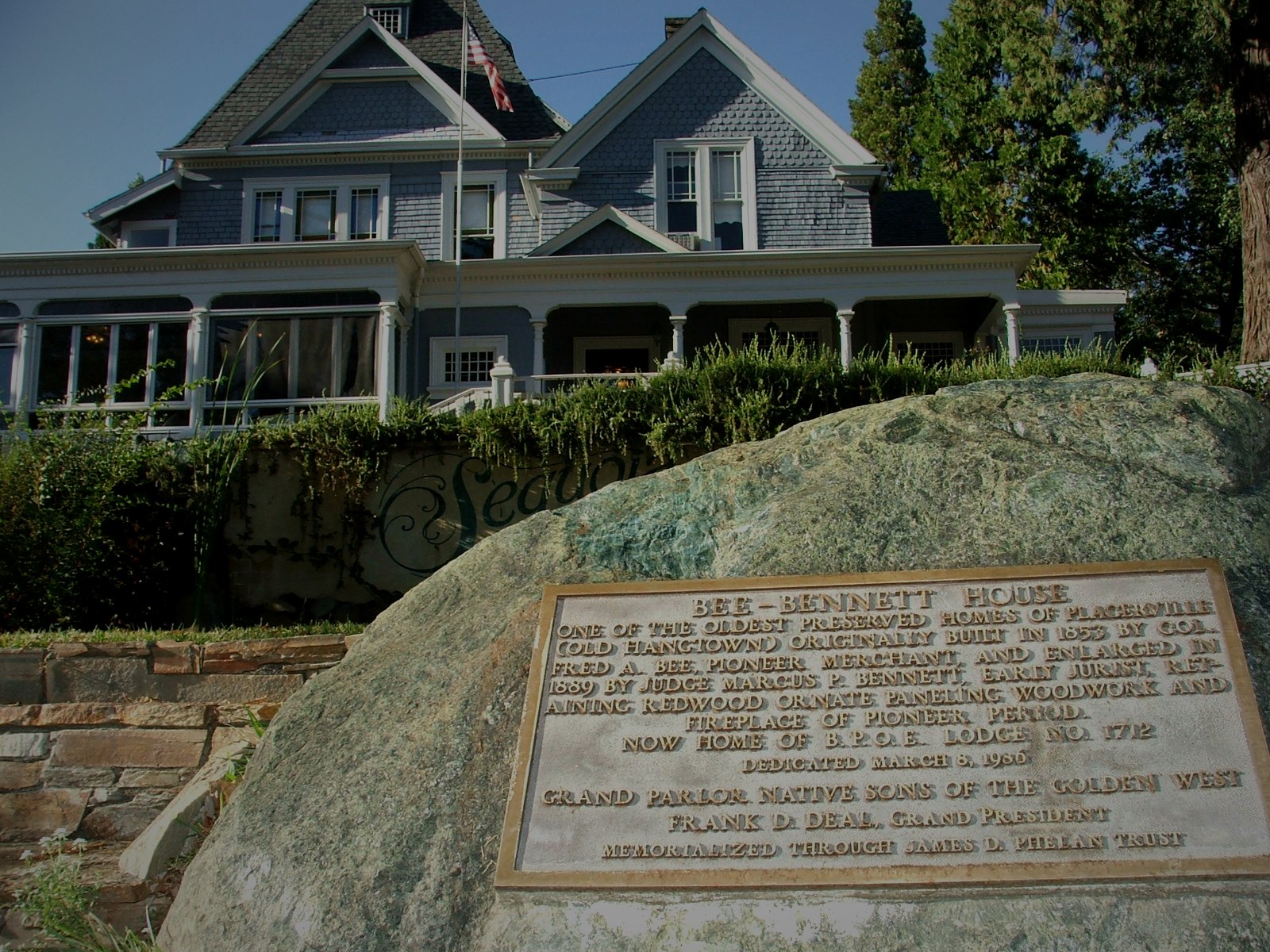 The Sequoia Mansion on Bee Street, Placerville, home of the cellar tasting room