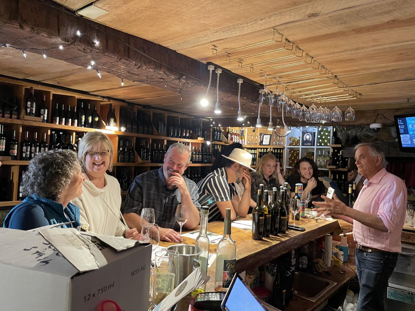 Members unpacking the new release at the bar