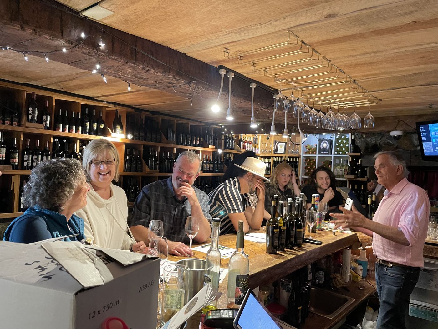 Nello pouring for members at the Placerville cellar bar