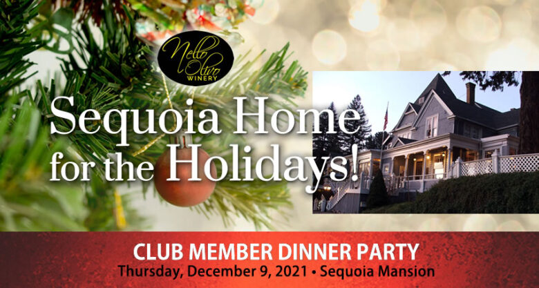 Sequoia Home for the Holdiays graphic, view of Sequoia Mansion
