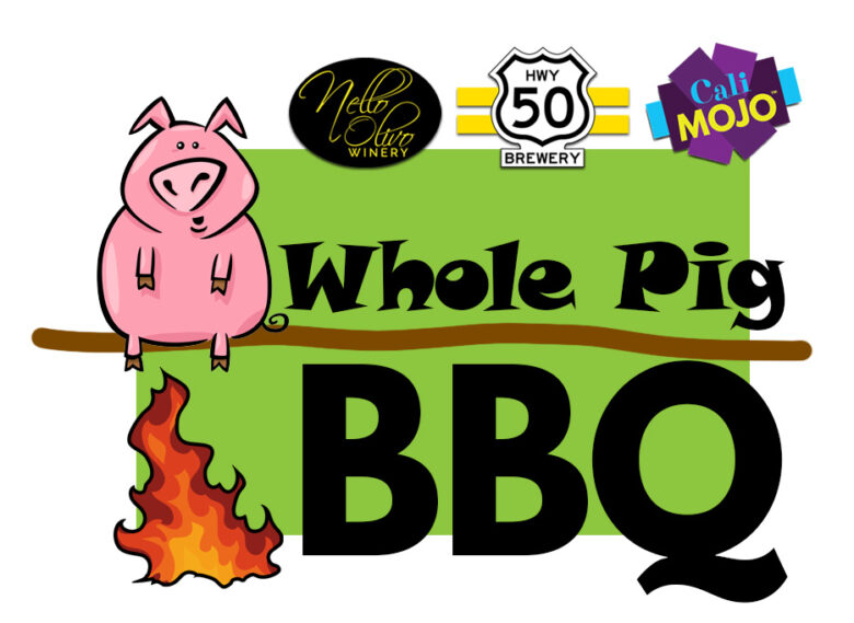 Whole Pig Party, cartoon pig over a fire
