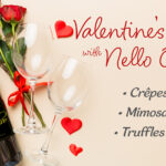Wine bottle, roses, hearts, Valentine's Day with Nello Olivo.